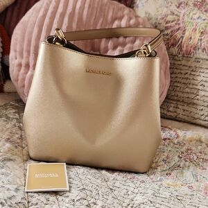 Michael Kors Metallic Gold Saffiano Shoulder Bag